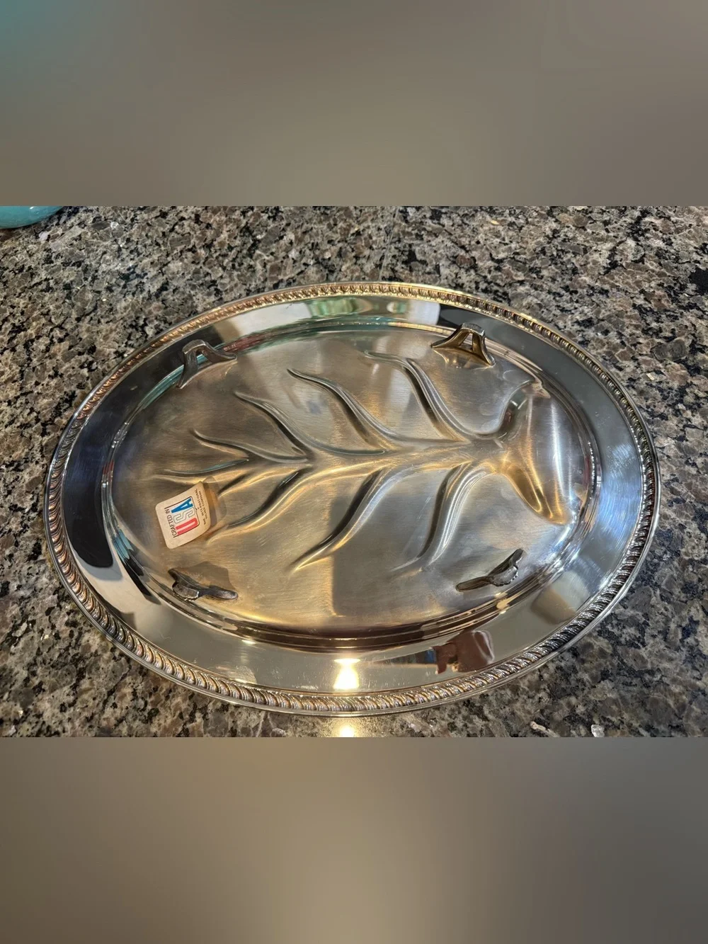 Vtg International Silver Tree Of Life Footed Silver Plated Platter 16.25” X 12”
